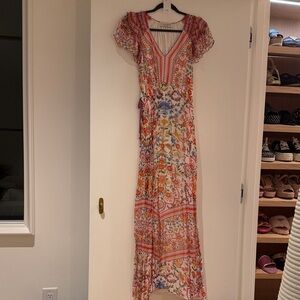 Hale Bob Floral V-Neck Maxi Dress in Multi-Color